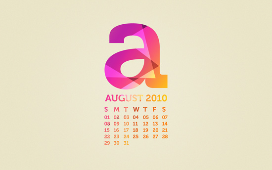 August 2010 Desktop Calendar Wallpaper