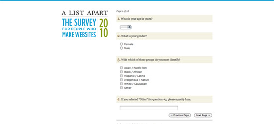 A List Apart Web Design Survey
