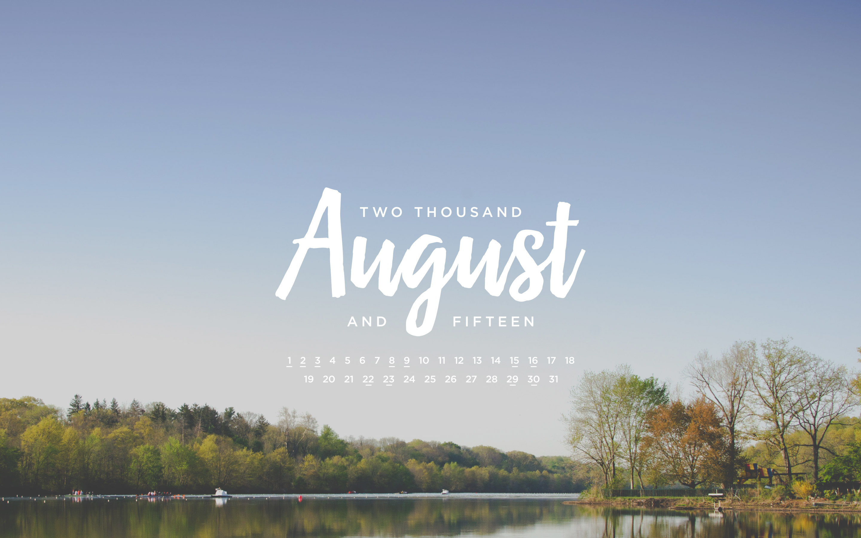 August 2015 Desktop Calendar Wallpaper - Paper Leaf