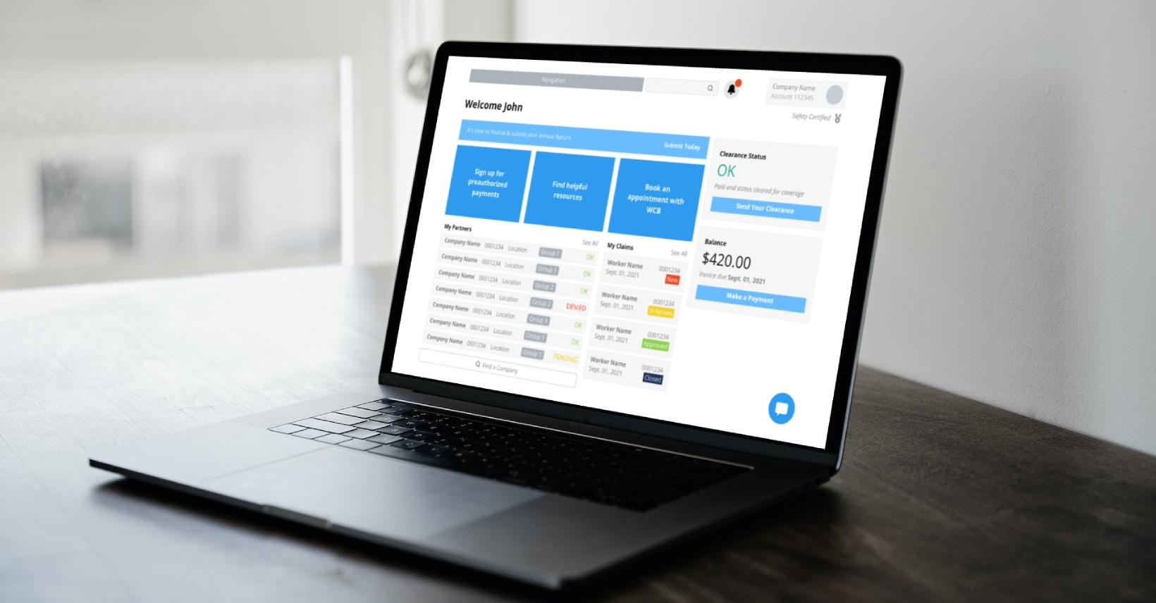 high fidelity software mockup on laptop