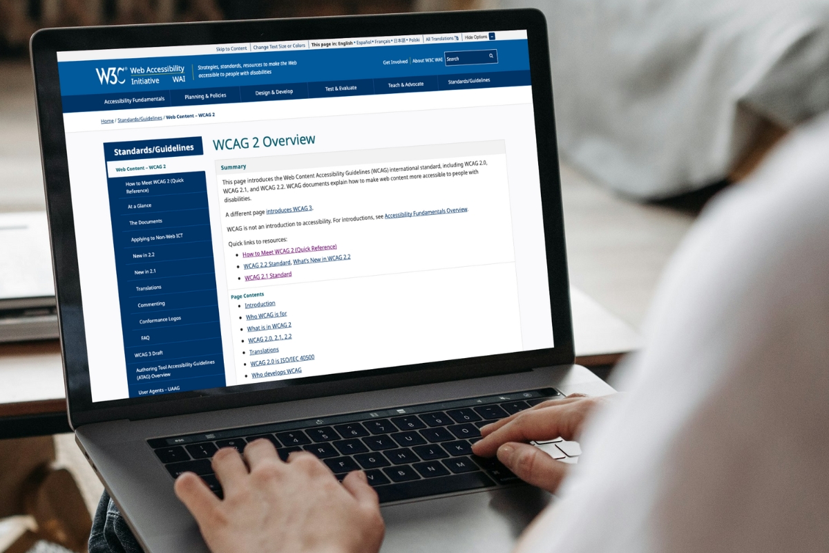 WCAG website displayed on a laptop